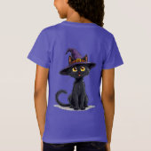 魔女帽をかぶった愛らしい黒猫 Tシャツ (裏面)