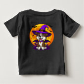 魔女帽をかぶった明るい犬 ベビーTシャツ (裏面)