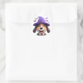 魔女帽をかぶった明るい犬 ラウンドシール (バッグ)