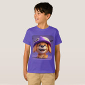 魔女帽をかぶった明るい犬 Tシャツ (正面フル)