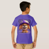 魔女帽をかぶった明るい犬 Tシャツ (裏面フル)