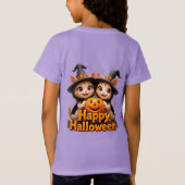 魔女帽子のかわいいジンジャーキャッツハロウィーンカボチャ Tシャツ (裏面)