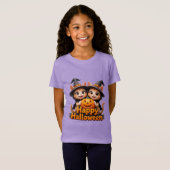 魔女帽子のかわいいジンジャーキャッツハロウィーンカボチャ Tシャツ (正面フル)