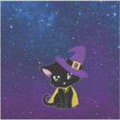 魔女帽子のかわいい黒猫 – マジカルハロウィーンデ シール (正面)