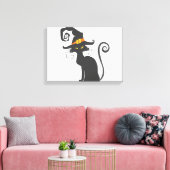 魔女帽子のかわいい黒猫 – 背景を選ぶ キャンバスプリント (インサイチュ (リビング))
