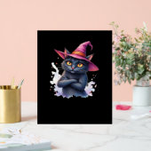 魔女帽子のかわいい黒猫 – 魔法のハロウィーンAr アクリルサイン (ウェディング)