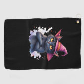 魔女帽子のかわいい黒猫 – 魔法のハロウィーンAr ゴルフタオル (横)