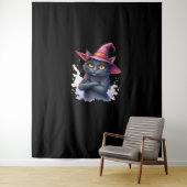 魔女帽子のかわいい黒猫 – 魔法のハロウィーンAr タペストリー (インサイチュ)