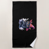 魔女帽子のかわいい黒猫 – 魔法のハロウィーンAr ビーチタオル (正面)