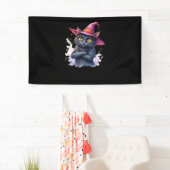 魔女帽子のかわいい黒猫 – 魔法のハロウィーンAr 横断幕 (インサイチュ)