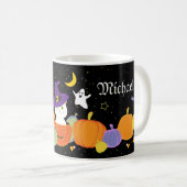 魔女帽子のハロウィーンのかわいい猫 コーヒーマグカップ (正面右)