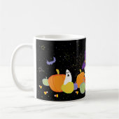 魔女帽子のハロウィーンのかわいい猫 コーヒーマグカップ (左)