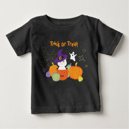 魔女帽子のハロウィーンのかわいい猫 ベビーTシャツ