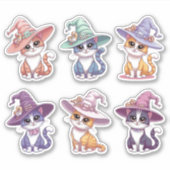 魔女帽子の可愛いハロウィン猫ステッカーシート シール (正面)