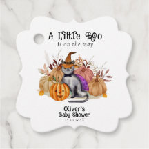 魔女帽子の赤ちゃんシャワーの小さなブー詩の猫