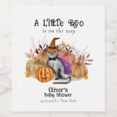 魔女帽子の赤ちゃんシャワーの小さなブー詩の猫 ワインラベル (シングルラベル)