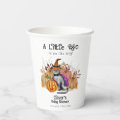 魔女帽子の赤ちゃんシャワーの小さなブー詩の猫 紙コップ (裏面)