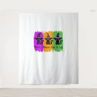魔女帽子の黒猫Tシャツ タペストリー