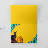 魔女帽子ハローウィンパーティ付き黒猫 カード (内部)