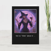 魔女恋しく思とワインでかわいらしハロウィーン カード (正面)