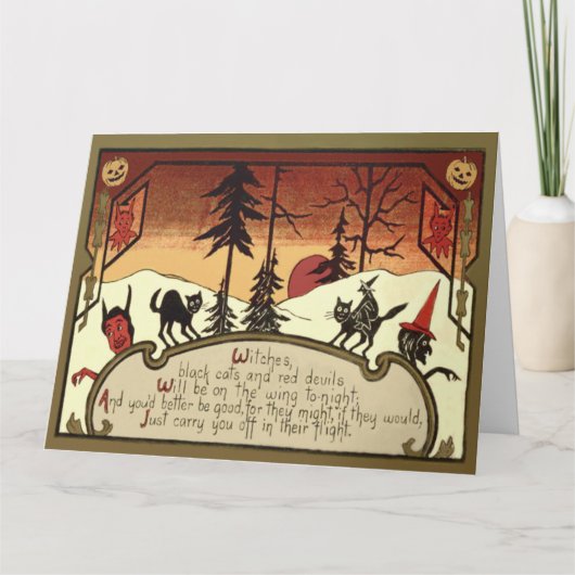 魔女悪魔ジャックO'ランタンパンプキンフルムーン カード (正面)