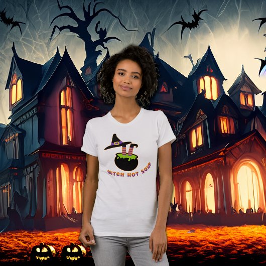 魔女熱いスープ面白いハロウィーン Tシャツ