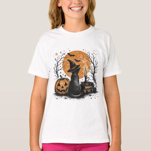 魔女猫とかぼちゃ Tシャツ (正面)