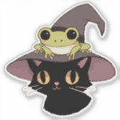 魔女猫とカエル シール (正面)