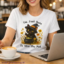 魔女猫 - 私はただ鍋をかき混ぜているだけ Tシャツ