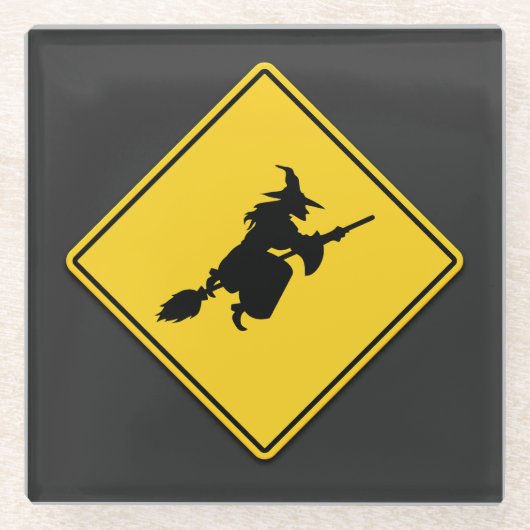 魔女警告のハロウィーン ガラスコースター (正面)
