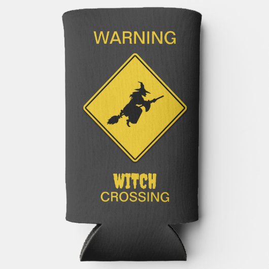 魔女警告のハロウィーン スリム缶クーラー (正面)