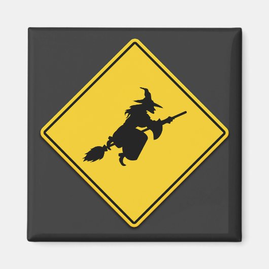 魔女警告のハロウィーン マグネット (正面)