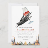 魔女赤ワイン |大人おもしろいハローウィンパーティ 招待状 (正面)