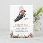 魔女赤ワイン |大人おもしろいハローウィンパーティ 招待状 (スタンド正面)