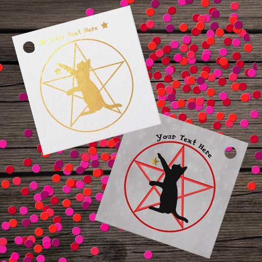 魔女金ゴールドペンタグラムサークルと猫の星 フェイバータグ