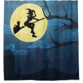 魔女飛んでいると猫のシャワーカーテン シャワーカーテン (正面)