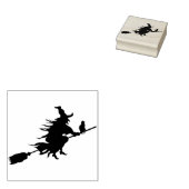 魔女飛んでいると猫のスタンプ ラバースタンプ (押印)