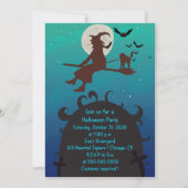 魔女飛んでいると猫のハローウィンパーティ 招待状 (正面)