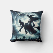 魔女飛んでいると猫 クッション (正面)