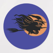 魔女飛んでいるは正面に眉をひそめた ラベル (デザイン2)