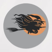 魔女飛んでいるは正面に眉をひそめた ラベル (デザイン1)