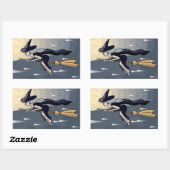 魔女飛んでいるシール 長方形シール (シート)