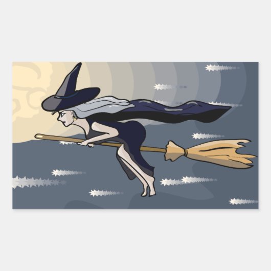 魔女飛んでいるシール 長方形シール (正面)