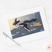 魔女飛んでいるシール 長方形シール (封筒)