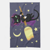 魔女飛んでいる猫 キッチンタオル (縦)
