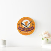 魔女飛んでいる非常に怖いハロウィーン ラウンド壁時計 (ホーム)