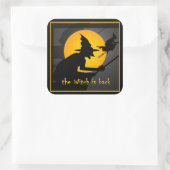 魔女飛んでいる面白いハロウィーンステッカー スクエアシール (バッグ)