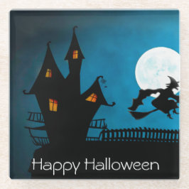 魔女飛んでいる ガラスコースター