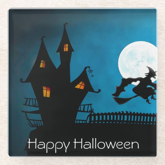 魔女飛んでいる ガラスコースター (正面)