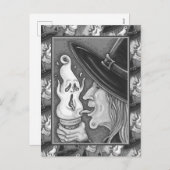 魔女食べの叫び声アイスクリームコーン、ハロウィーン シーズンポストカード (正面/裏面)